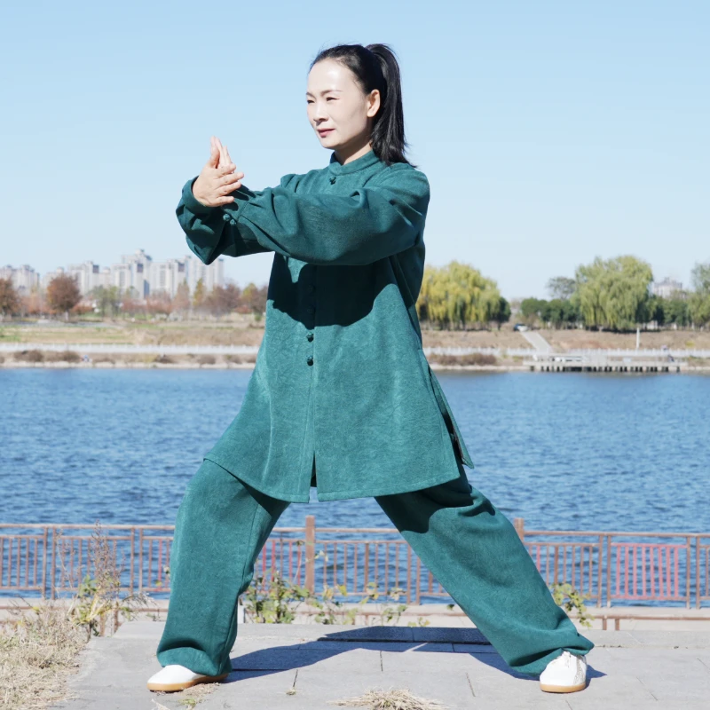秋冬加厚男女夏季太极服中式武术练功服八段锦表演服服装上衣长袖