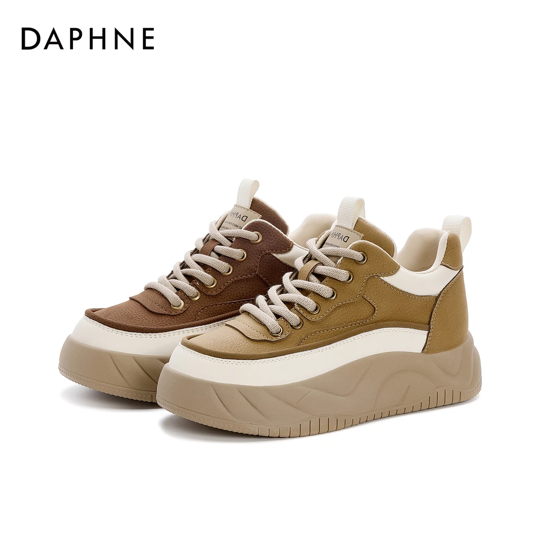 达芙妮时尚休闲厚底高帮鞋女24秋季新款复古潮流系带百搭运动鞋z