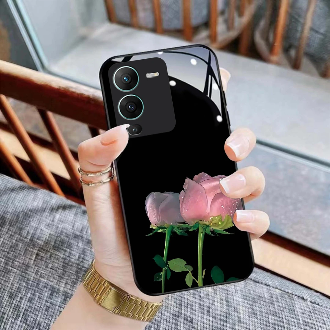 【vivo S15】网红个性玫瑰钢化玻璃手机壳 清新高颜值 轻薄防摔刮