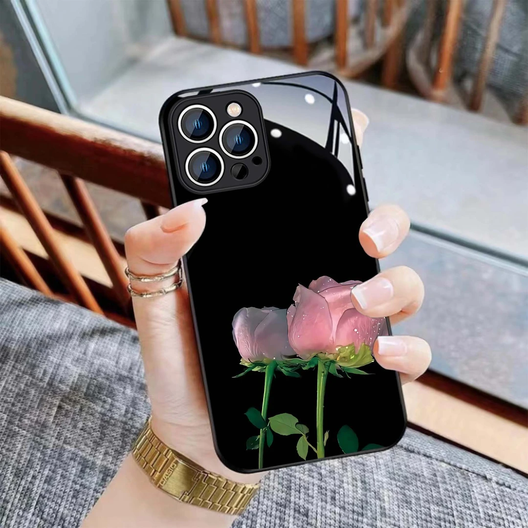 【苹果13Pro Max】网红个性玫瑰钢化玻璃手机壳  轻薄防摔刮