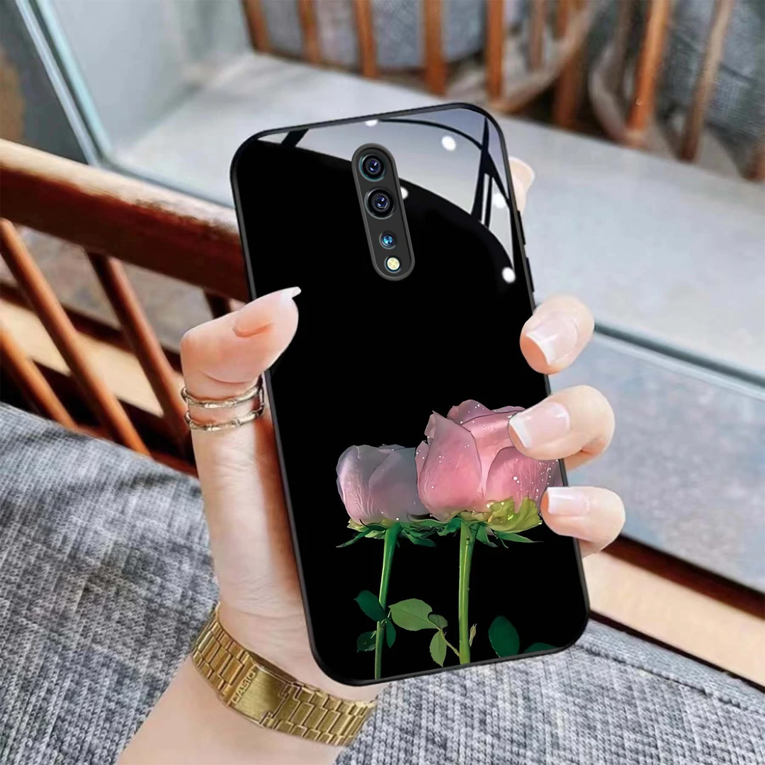 【OPPO Reno Z】网红个性玫瑰钢化玻璃手机壳 高颜值 轻薄防摔刮