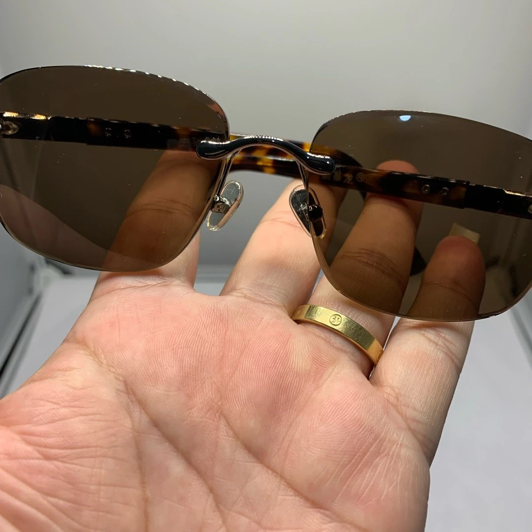 天然水晶复古石头眼镜深茶色石头镜遮阳太阳镜水晶石水晶石镜高档