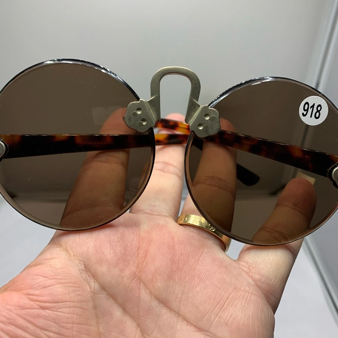 天然水晶防紫外线石头眼镜深茶色遮阳太阳镜复古石头镜圆形棕色