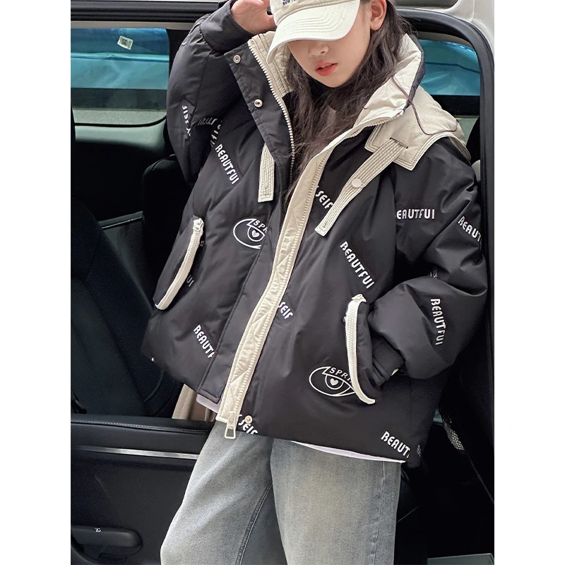 K27821满印女童羽绒服冬装2024新款儿童连帽外套女大童衣服保暖潮