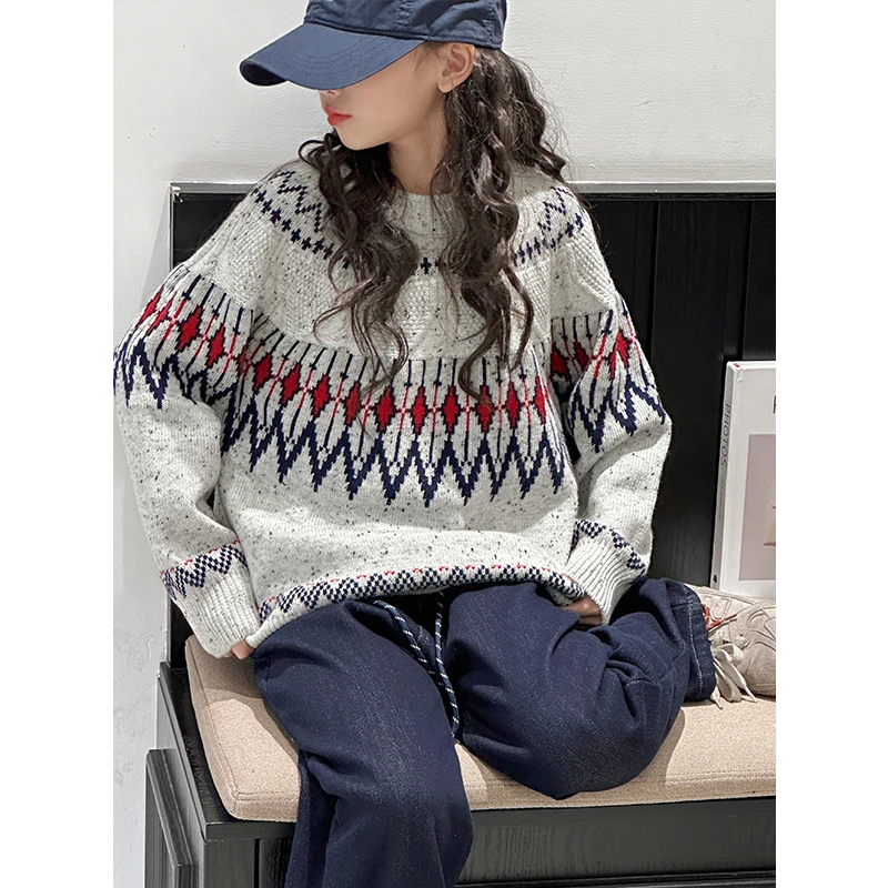 K27941女童毛衣儿童打底衫2025秋冬装新款加厚大童针织衫上衣休闲