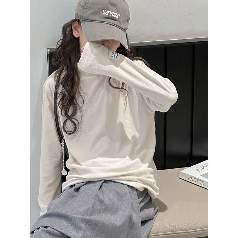 K24862高领女童打底衫秋冬装儿童长袖T恤2025新款加厚洋气上衣潮t