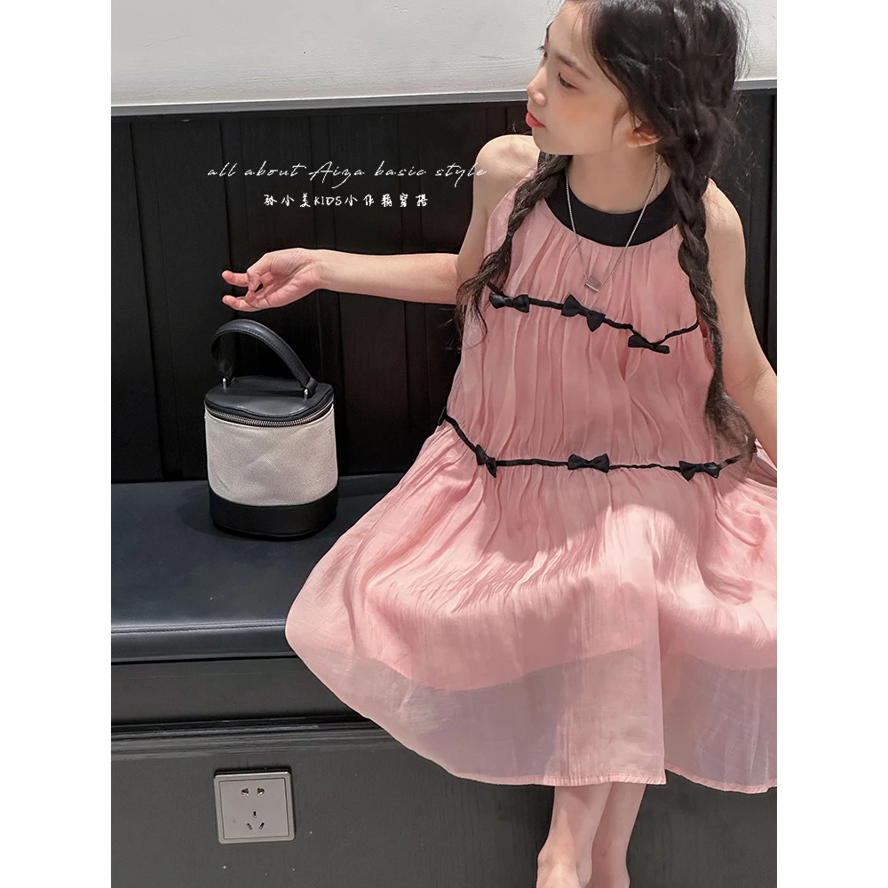 K24364韩国童装女童夏装连衣裙2025儿童无袖裙中大童小女孩背心裙