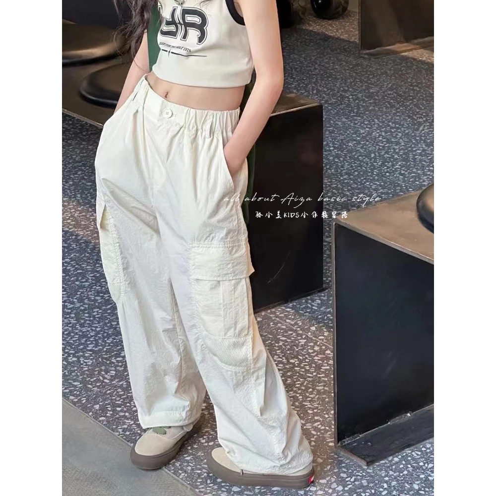 K24044薄款女童裤子儿童工装裤速干休闲裤2025夏装新款时髦运动