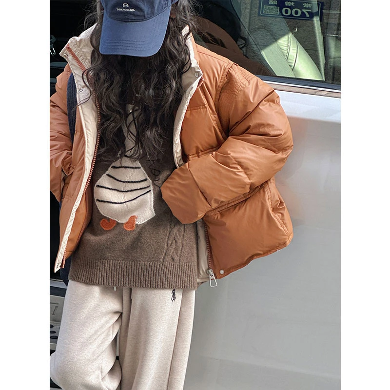 K27936孙小美kids立领女大童羽绒服2025新款秋冬装加厚保暖面包服