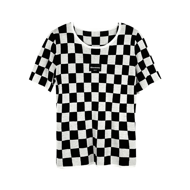 DNCY427棋盘格针织衫显瘦外搭上衣宽松圆领DA23104183