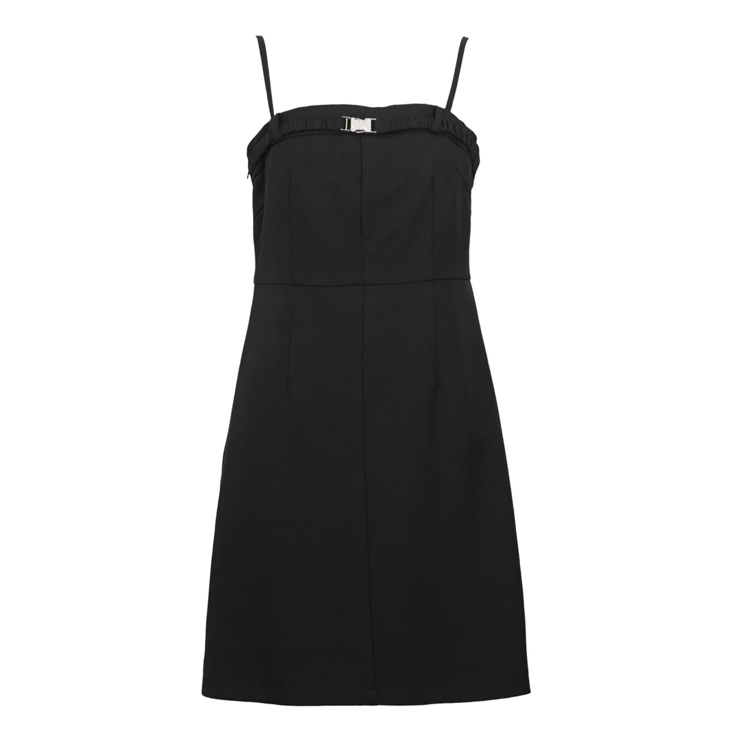 DNCY金属扣吊带连衣裙显瘦气质时尚休闲夏季黑色DA41230146