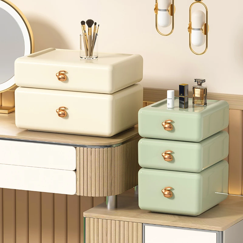 桌面抽屉式收纳盒入户玄关放钥匙杂物多层置物架化妆品整理储物盒