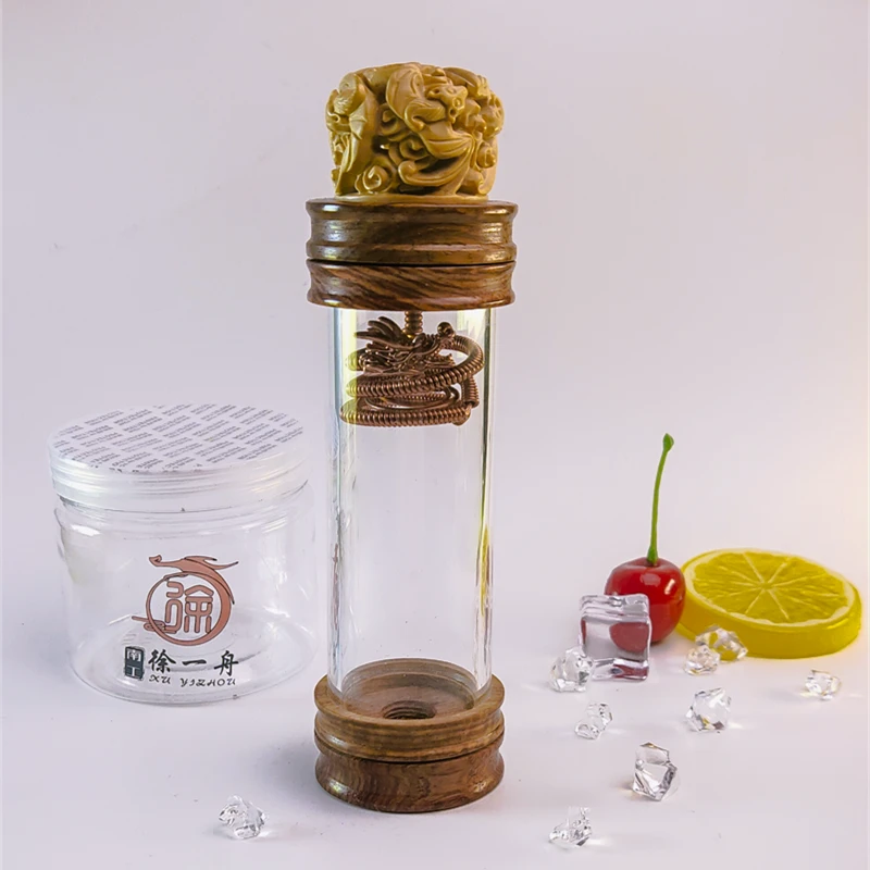 罐王•A48•梨杨栖鸣•徐一舟草花梨黄杨木竹蛉罐1.2紫铜簧35*142