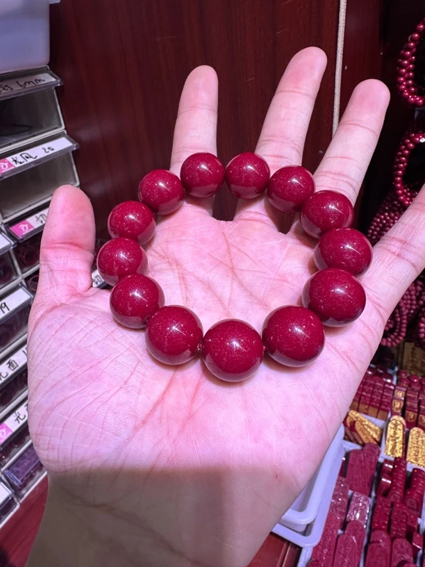 含辰砂工艺品18mm正品高含量朱砂18mm手串018