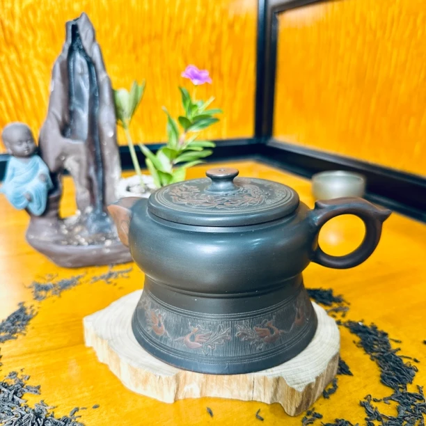 钦州坭兴陶陶宝锦茶壶超大容量400cc
