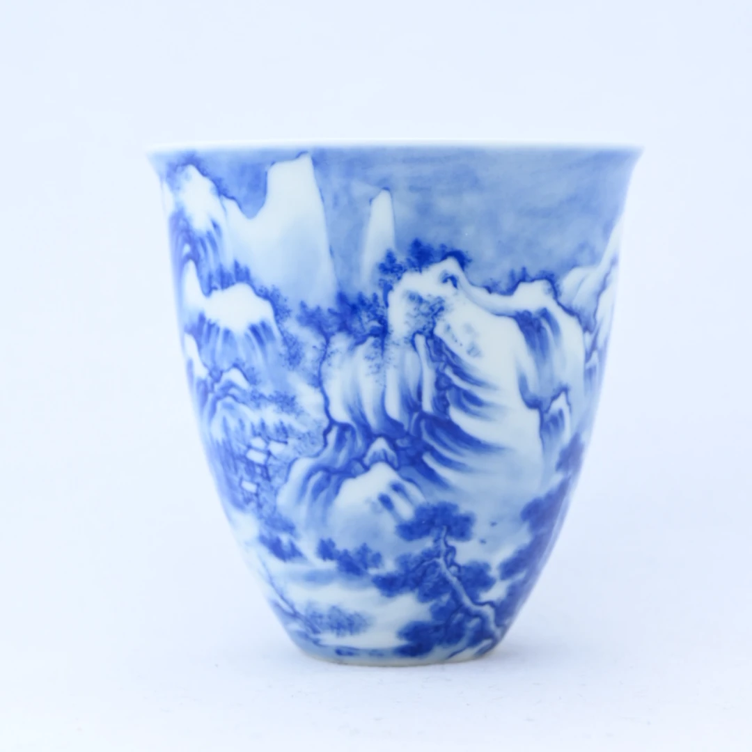 【景德镇名窑口】恒垣山房溪山霁雪陶瓷坐忘杯高端茶器全手工手绘