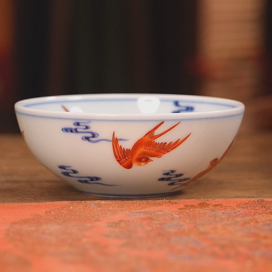 团窑  燕归来 卧足杯