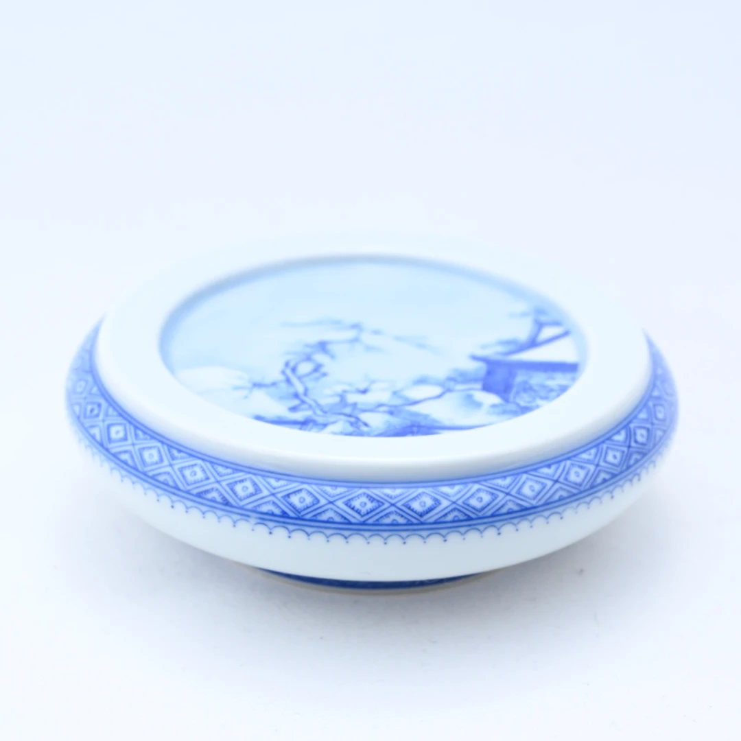 【景德镇名窑口】恒垣山房 渔村小雪盖置 高端茶器全手工手绘