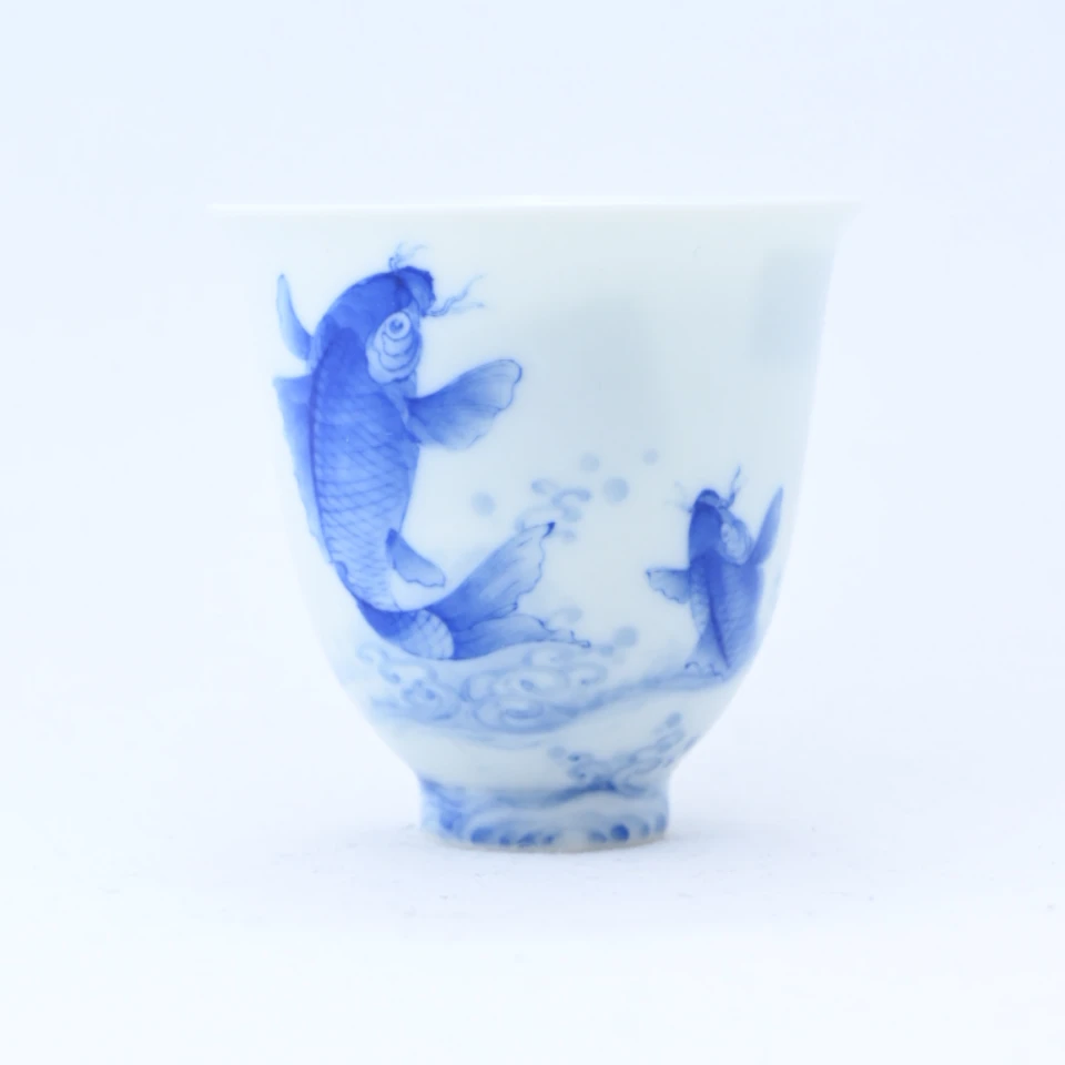 【景德镇名窑口】恒垣山房陶瓷鱼跃龙门闻香杯高端茶器全手工手绘