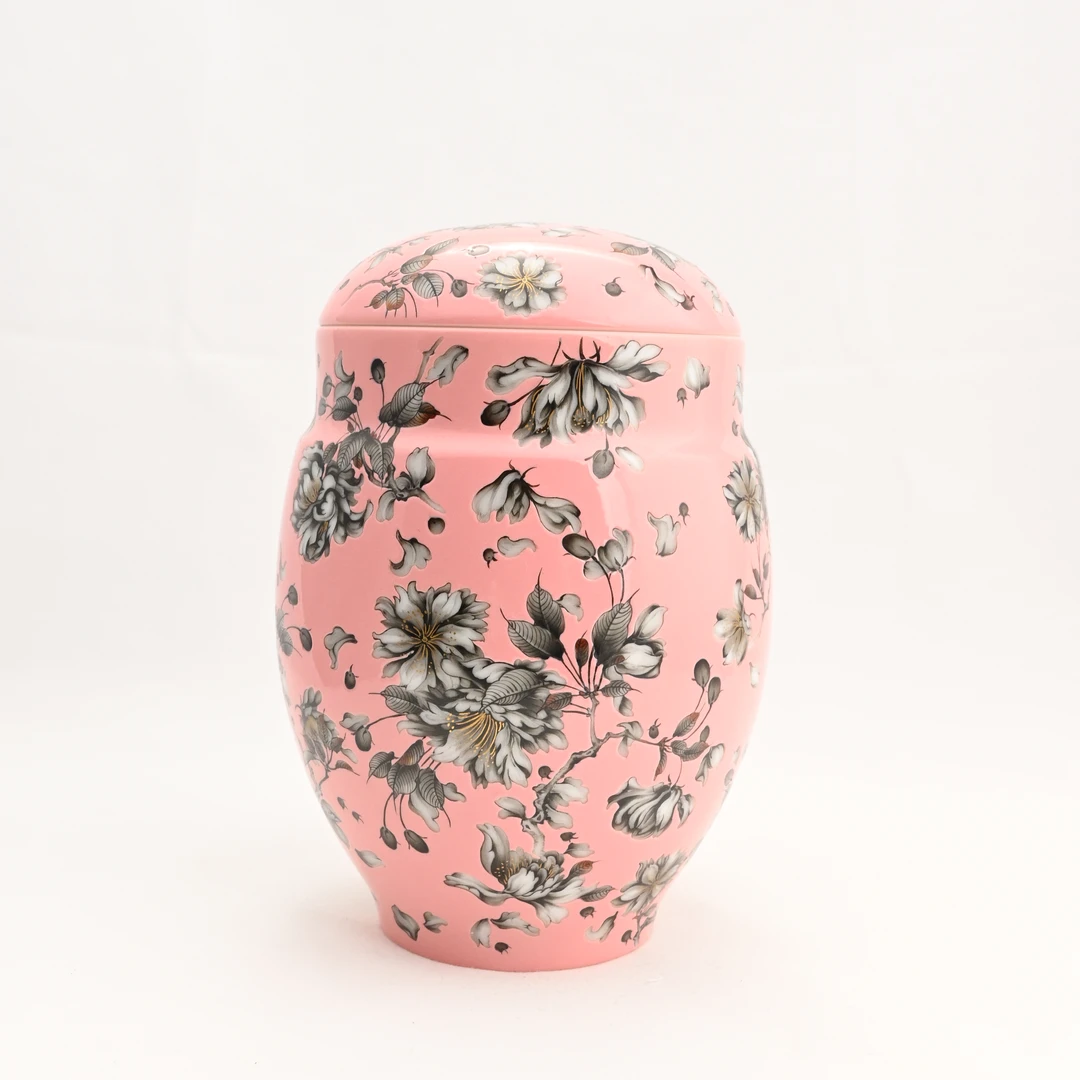 艺林堂无色墨彩山珐琅彩高档樱花茶叶罐