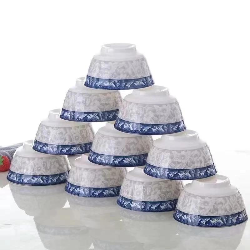 青花瓷碗家用陶瓷饭碗面碗餐具套装创意圆碗吃饭中式釉下彩微波炉