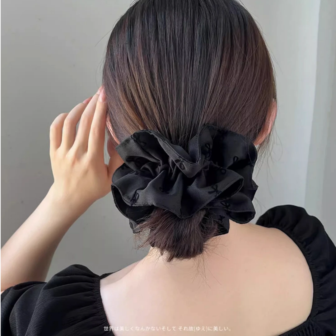 时尚双边蝴蝶结大肠发圈头饰女气质丸子头扎头发绳高弹力头绳皮筋