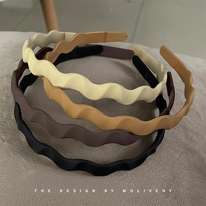 时尚磨砂洗脸发箍头饰女夏天前额碎发神器防滑带齿发卡子简约头箍