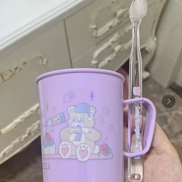 rom&nd联名款可爱洗漱杯牙刷杯子便携组合套装粉紫色