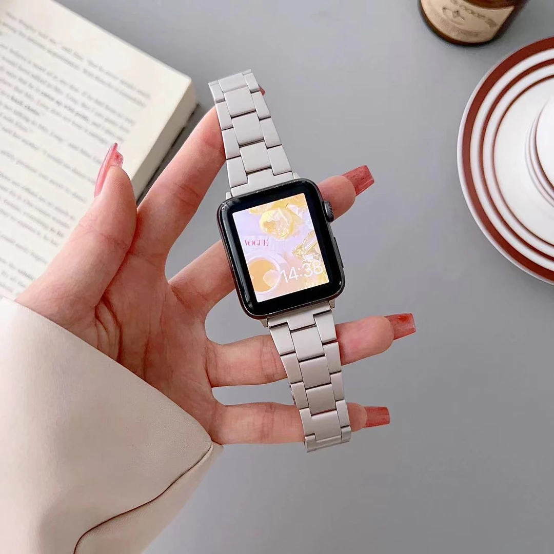 ins小蛮腰不锈钢表带【无需工具调节】适用applewatch5678代SE