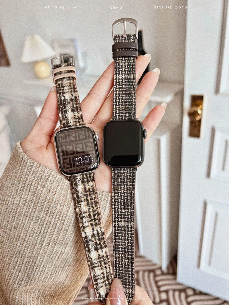 秋冬适用Apple苹果SE手表iwatchUltra8代7654321表带小香风羊毛呢