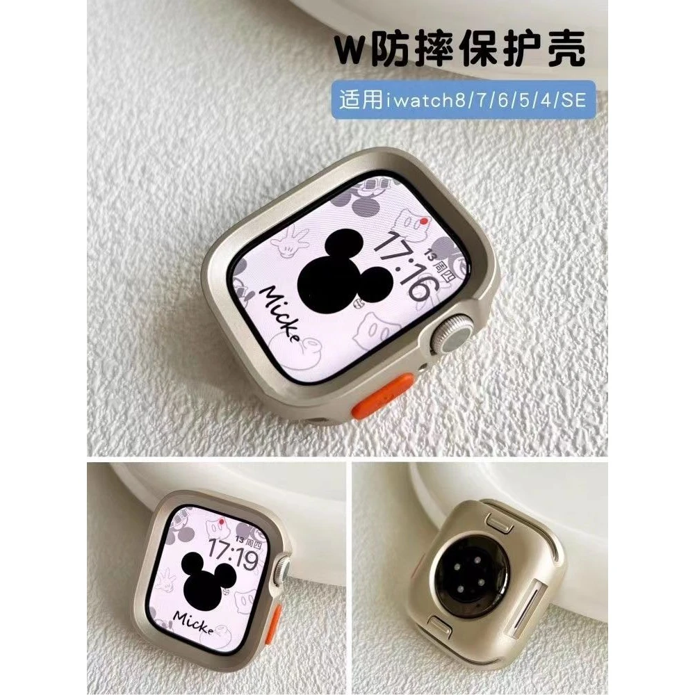 适用苹果手表硅胶保护壳Applewatch8Ultra撞色保护壳7654防摔se