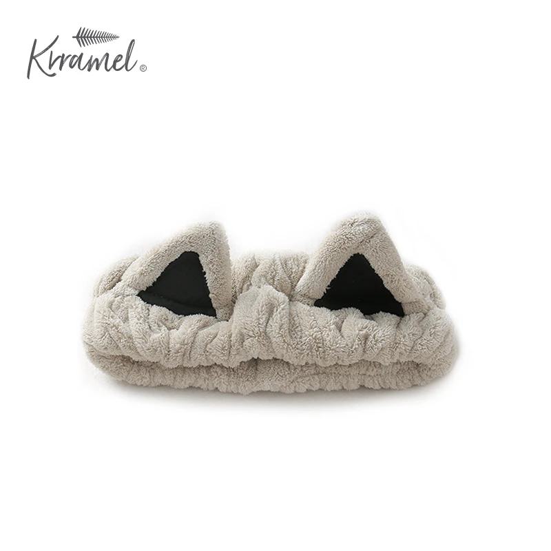 KRRAMEL 可爱毛绒猫咪发带洗脸化妆酒店透气吸水