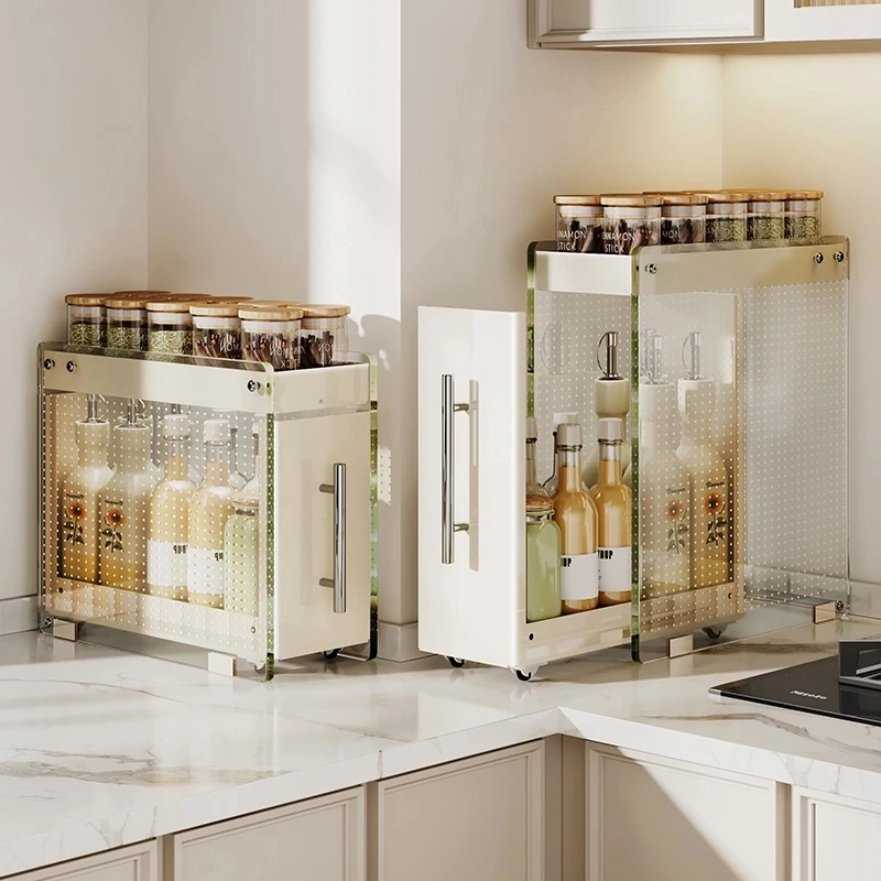 厨房调料置物架抽拉式调料品调味料收纳盒油盐酱醋台面收纳架