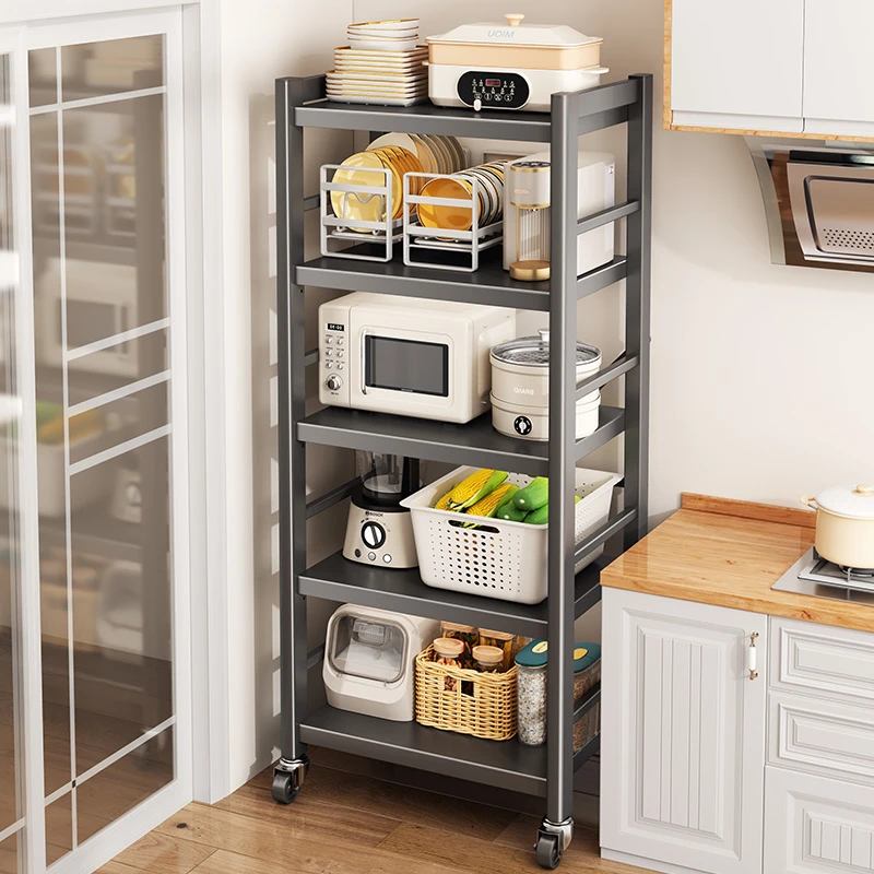 厨房落地置物架多层家用神器微波炉烤箱功能锅具夹缝落地收纳架柜