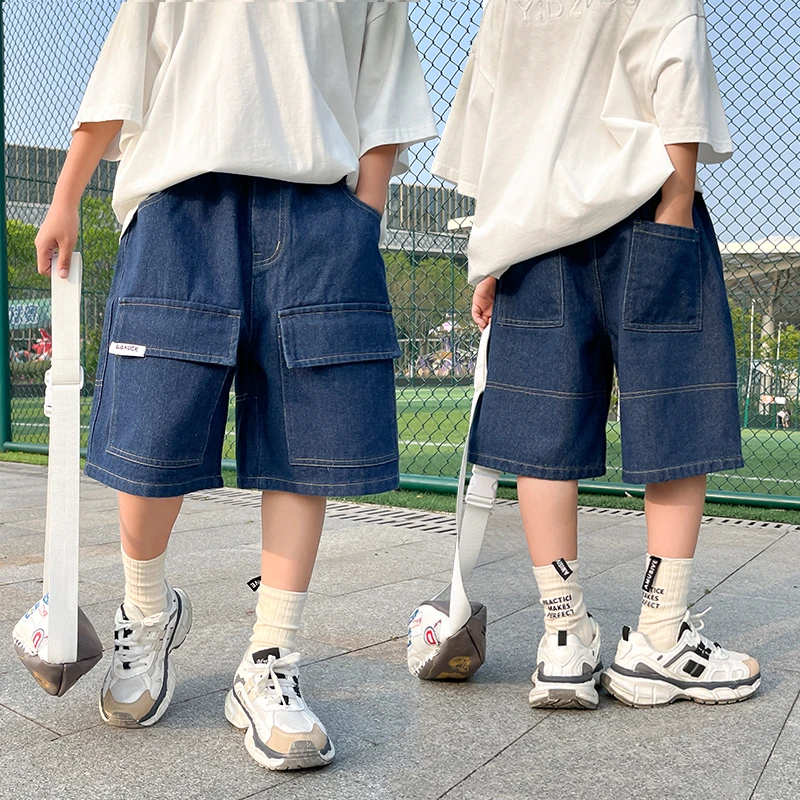 男童牛仔裤短裤夏装2024夏季洋气男孩酷帅宽松韩版工装裤儿童裤子