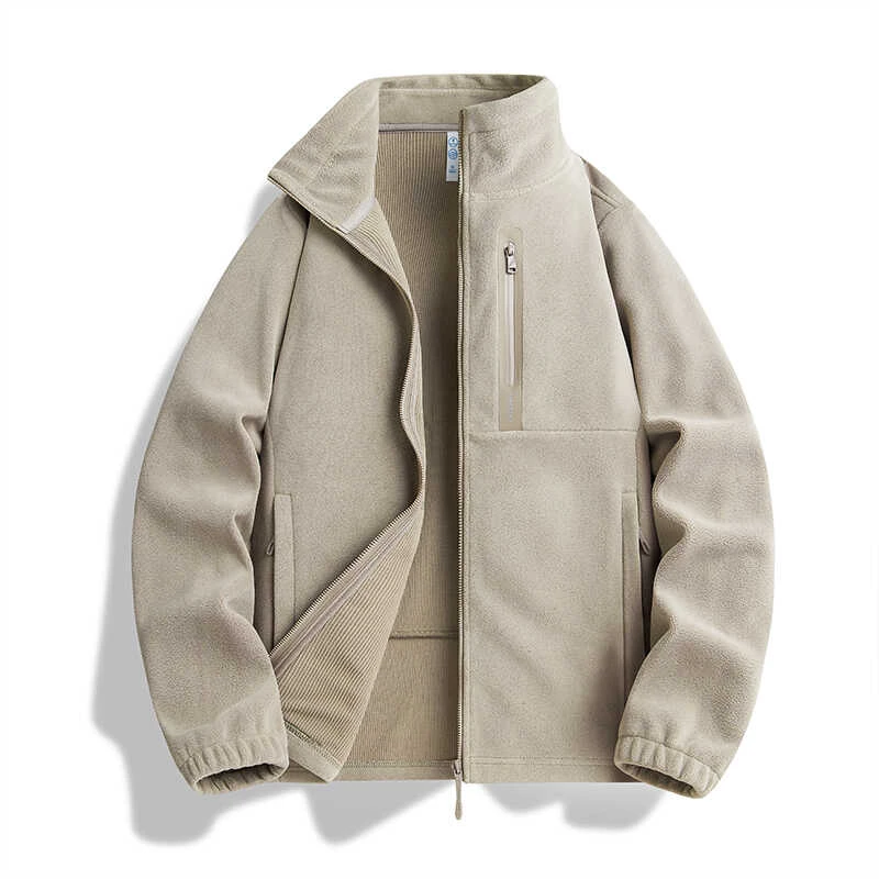 jeep吉普男士立领夹克2024新款春秋季摇粒绒开衫外套情侣上衣服