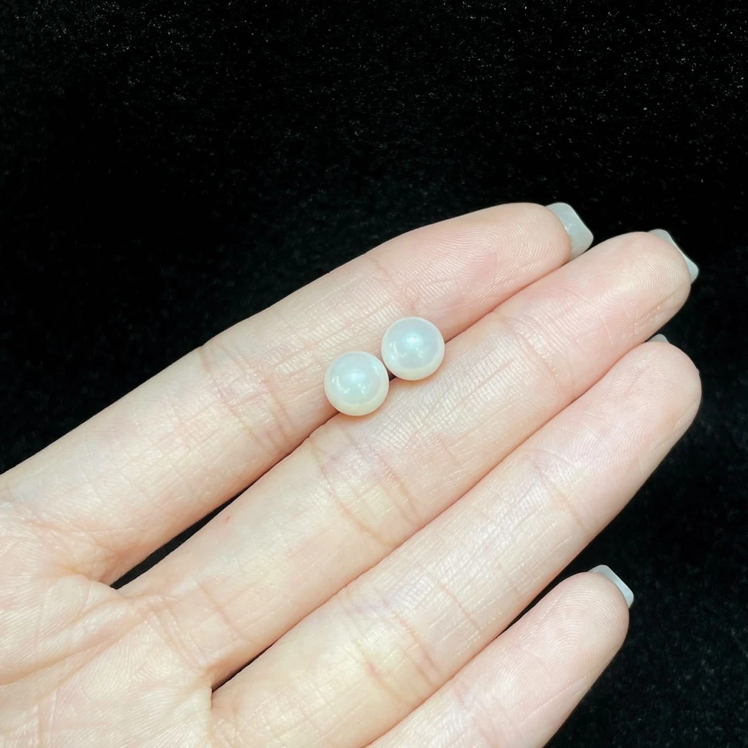 【小宝珠宝】6 T0854-S925银镶嵌海水珍珠耳钉-6.5mm