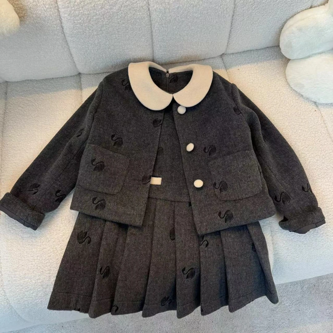 2幂姐原创2024秋季女童小天鹅轻奢风裙子加外套MJQ246420