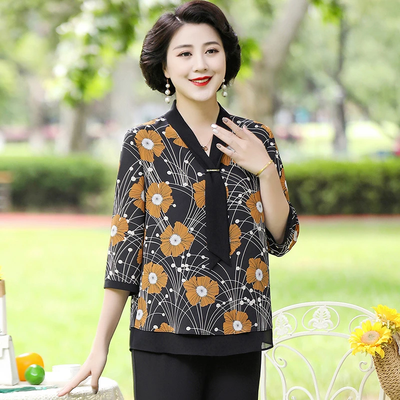 美学家夏季衬衫婆婆新款薄外套奶奶老太太气质开衫女B3670-1