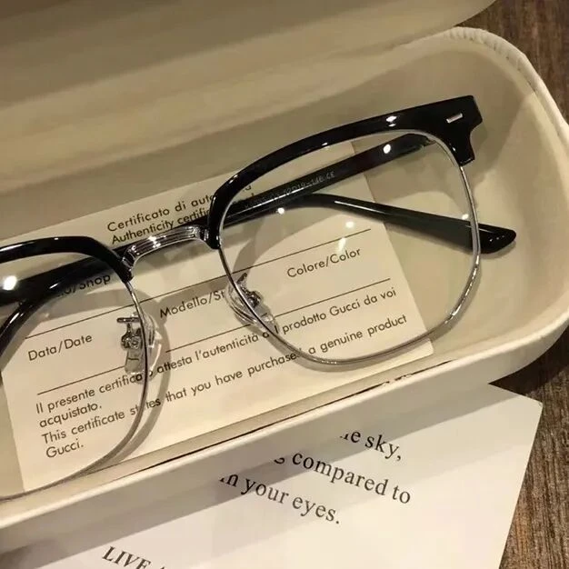 专柜款！复古痞帅半框眼镜0-600度近视眼镜高清防蓝光辐射街拍必备