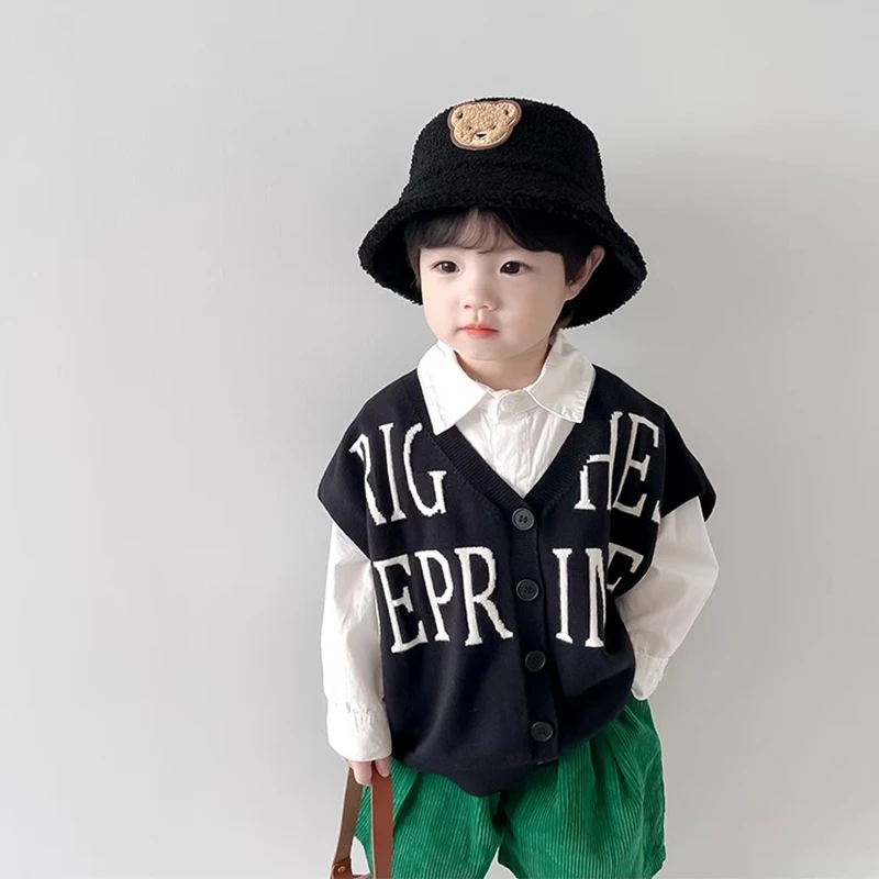 秋冬季宝宝帽子春秋小熊男童女童渔夫帽儿童水桶帽小孩盆帽保暖帽