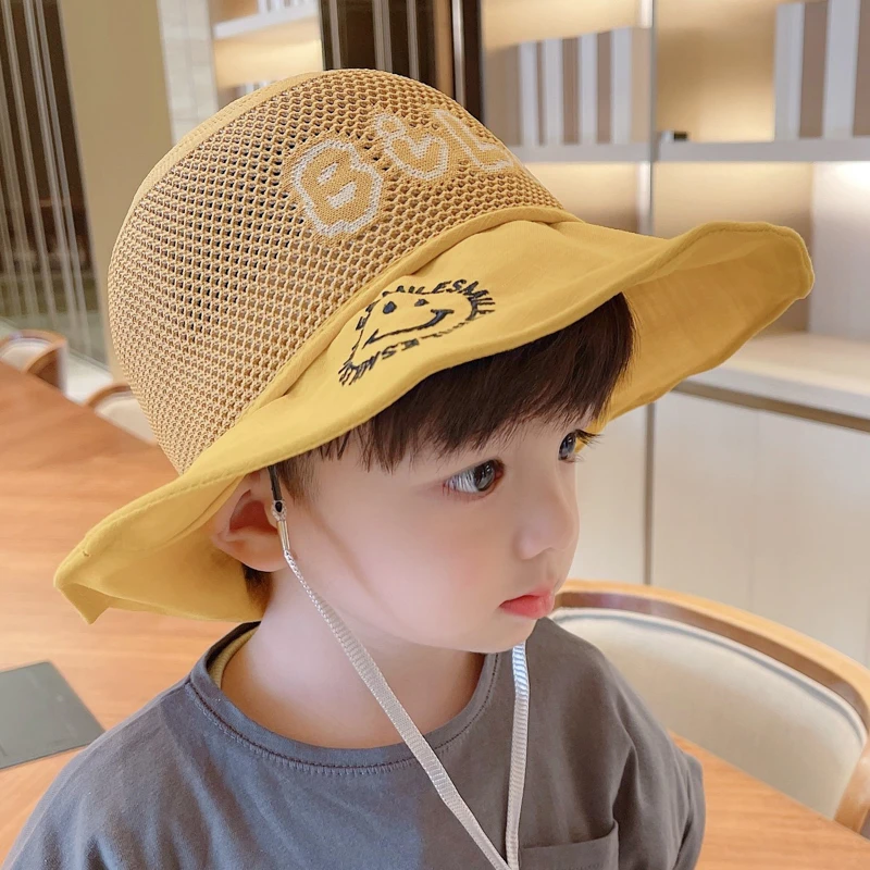儿童防晒帽夏季薄款网眼透气男童太阳帽防紫外线女童遮阳帽宝宝帽
