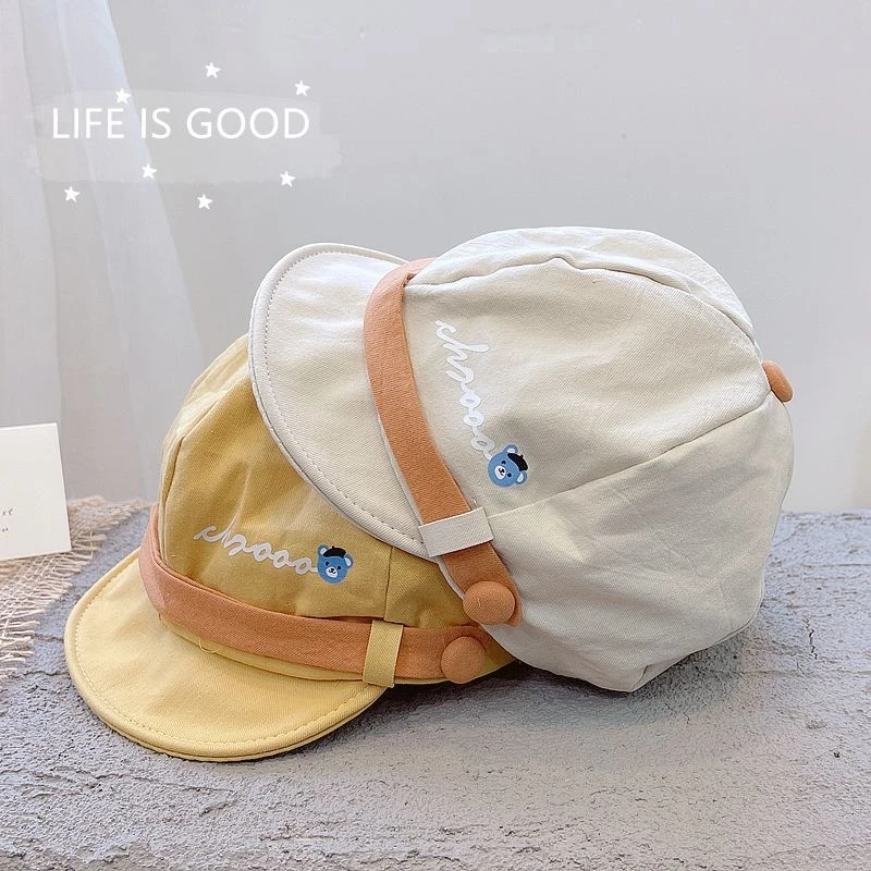 儿童贝雷帽男童夏季透气帽子宝宝休闲鸭舌帽春秋潮女童夏季八角帽