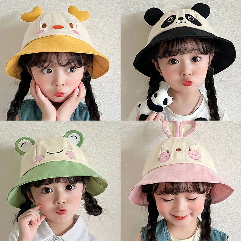 儿童帽子春秋薄款渔夫帽可爱超萌宝宝遮阳防晒帽夏季男女童太阳帽