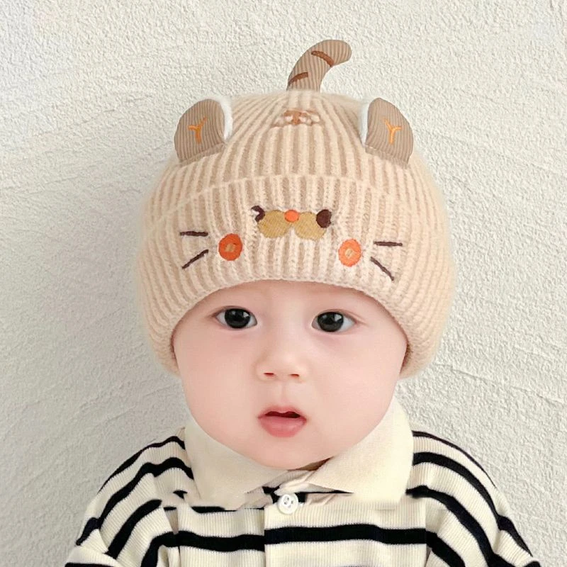 婴儿帽子秋冬款毛线帽可爱超萌宝宝针织帽男女宝套头帽冬季保暖帽