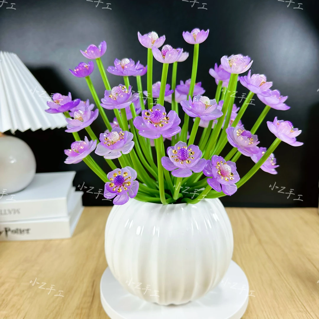 渐变富贵牡丹花材料包手工串珠DIY编制仿真花艺