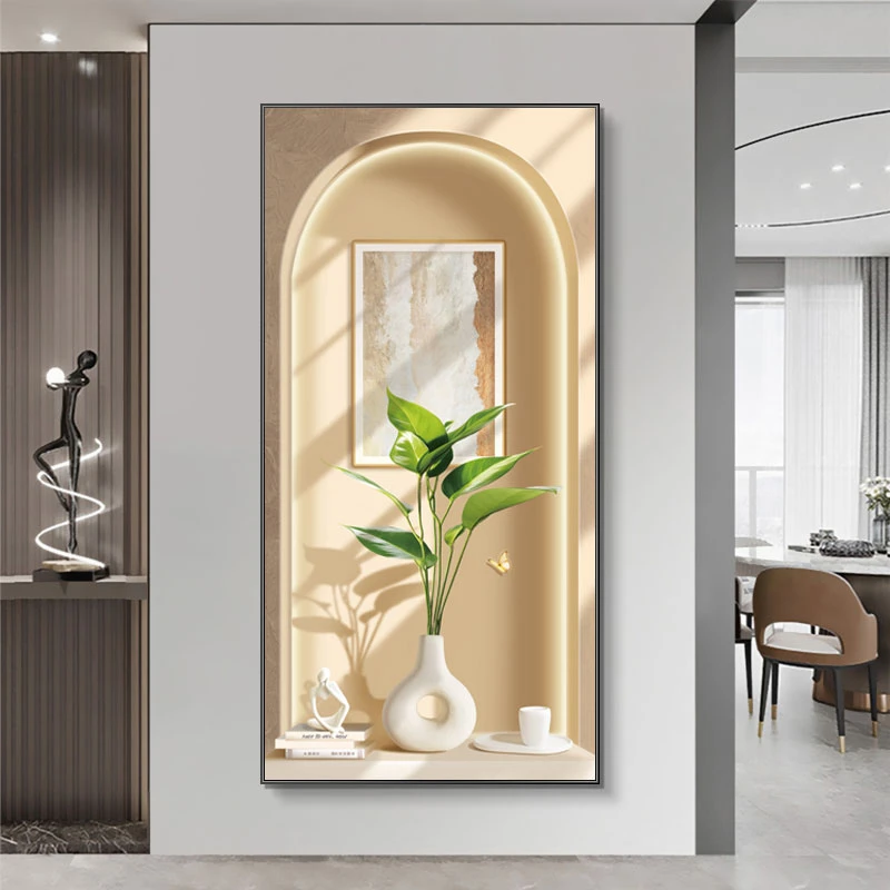 【银河】镶钻北欧风花卉过道走廊装饰画清新绿植入户玄关挂画80*160