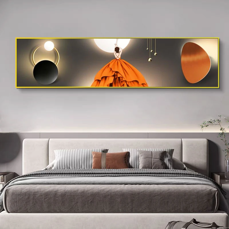 【银河】镶钻舞动人生装饰画现代轻奢卧室床头画主卧挂画150*40