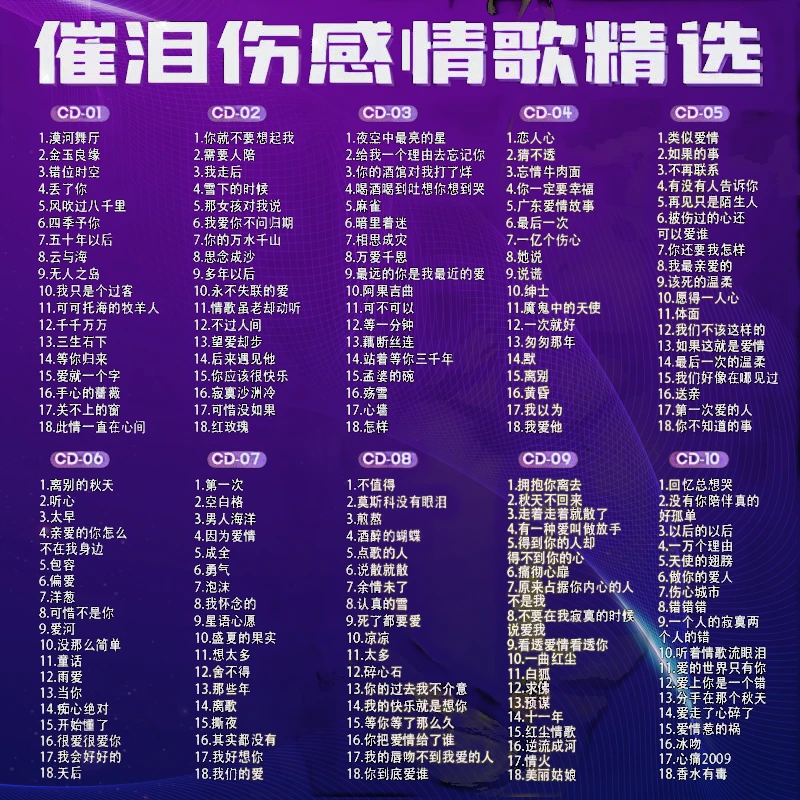 车用cd光盘伤感情歌通用流行歌曲汽车光碟无损高音质碟片支持定制