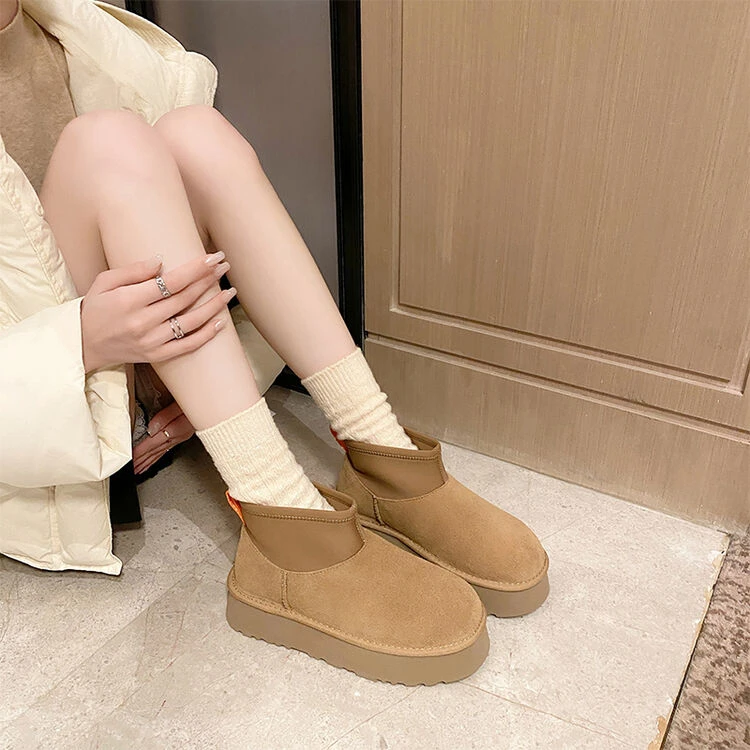厚底雪地靴女冬季加绒加厚保暖棉鞋2024新款百搭弹力袜靴短筒靴子